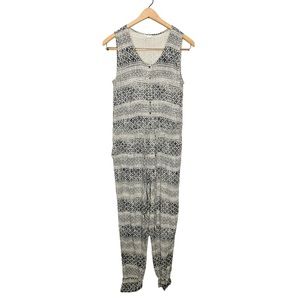 Caslon Sleeveless Boho Geometric Print Jumpsuit Grey Medium M